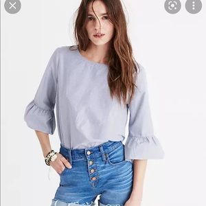 Madewell Pinstripe Bell sleeve top